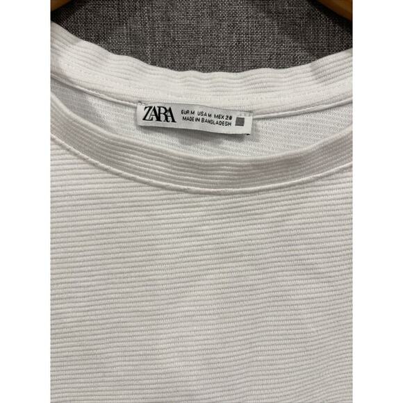 Zara Women M Shift Dress Crew Neck Short Sleeve Cotton Blend Ribbed T Shirt Prep - Picture 3 of 10